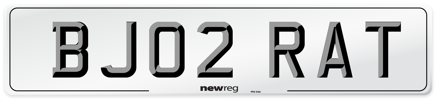BJ02 RAT Number Plate from New Reg